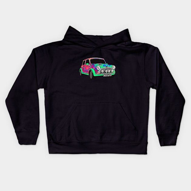 Vintage Mini Cooper Kids Hoodie by Artist Rob Fuller